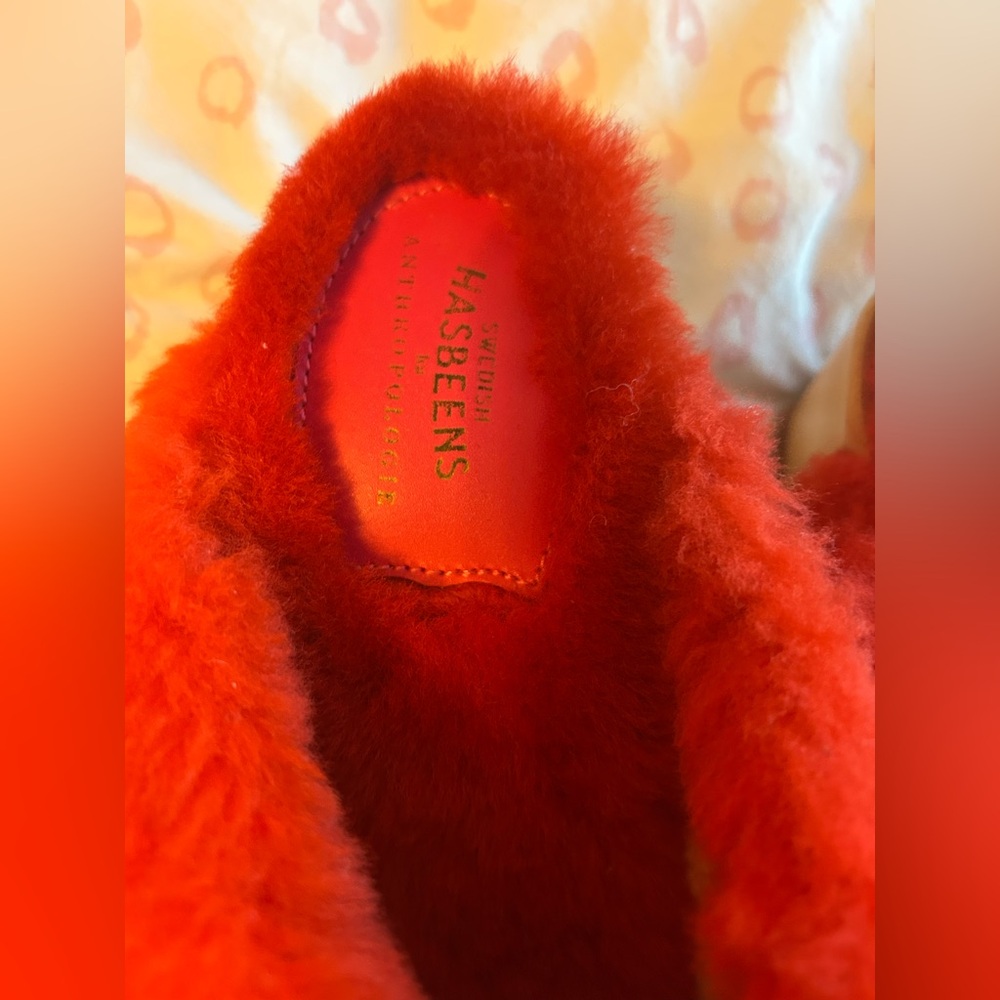 Swedish Hasbeens Red husband shearling clogs - Picture 3 of 7